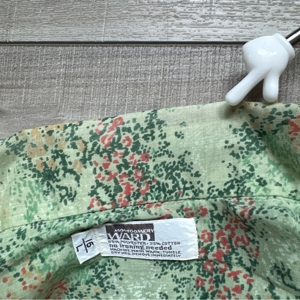 VTG 70's Montgomery Ward Long Sleeve Button Up Shirt Green Hipster Festival - Picture 13 of 16